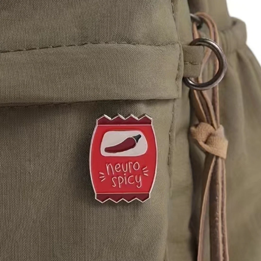 3/$25 “Neuro Spicy” Hit Sauce Packet Pin Badge Brooch UNISEX Hot Pepper